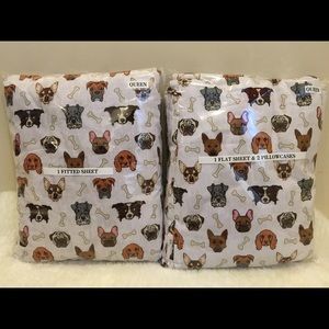 Dogs Pattern Queens Size Bed Sheets Set